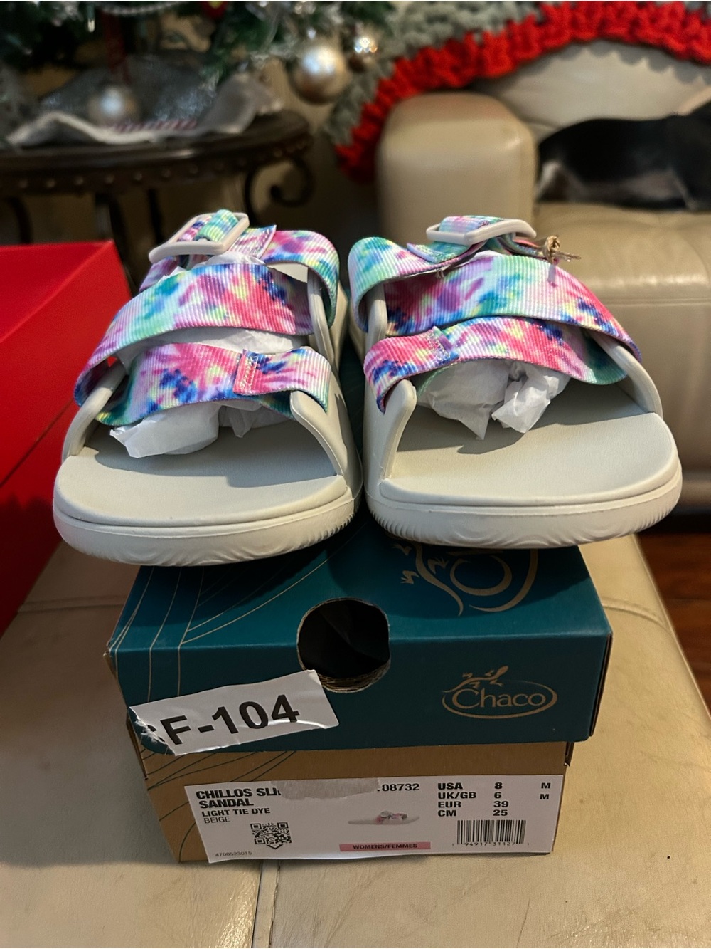 Chaco Women’s  Tie-Dye Strap Slide Sandals in Pastel Rainbow